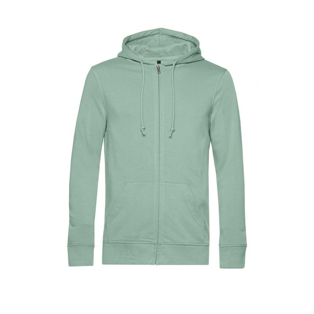 B&C Mens Zipped Hoodie / Sage